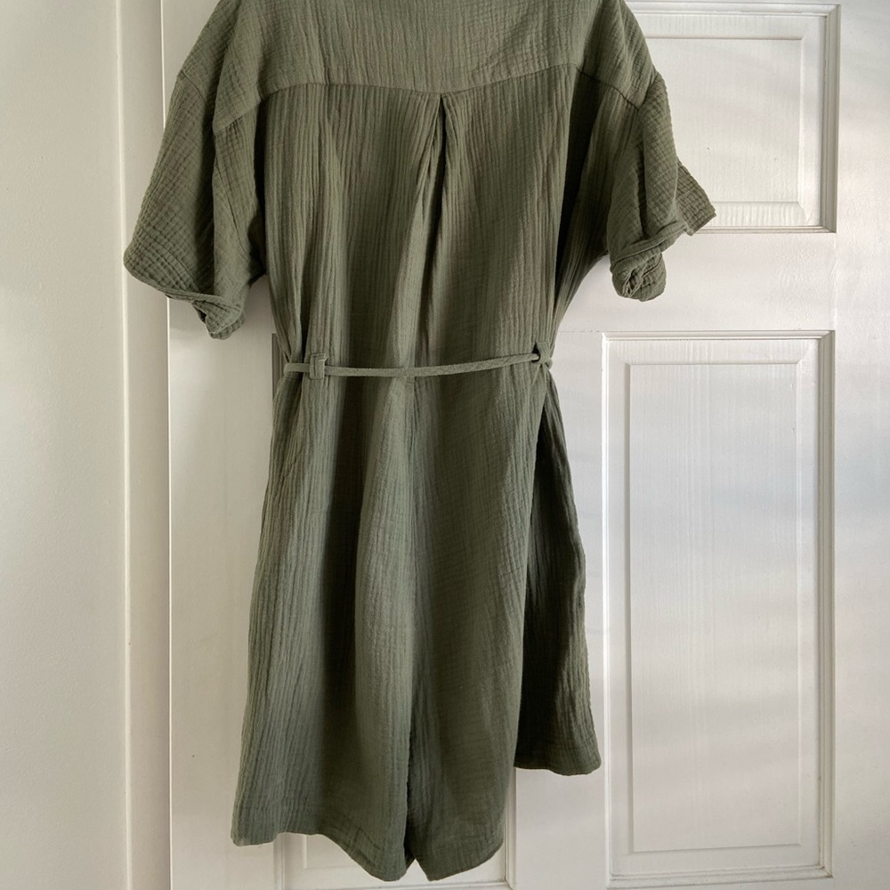 Madewell Olive Green Button-Up Romper - Picture 3 of 7
